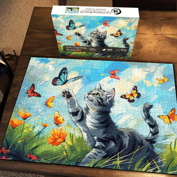 Cat Chasing Butterfly Jigsaw Puzzle 1000 Pieces